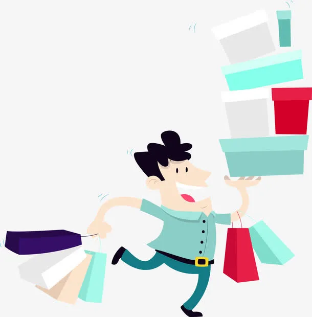 卡通手绘购物者免抠