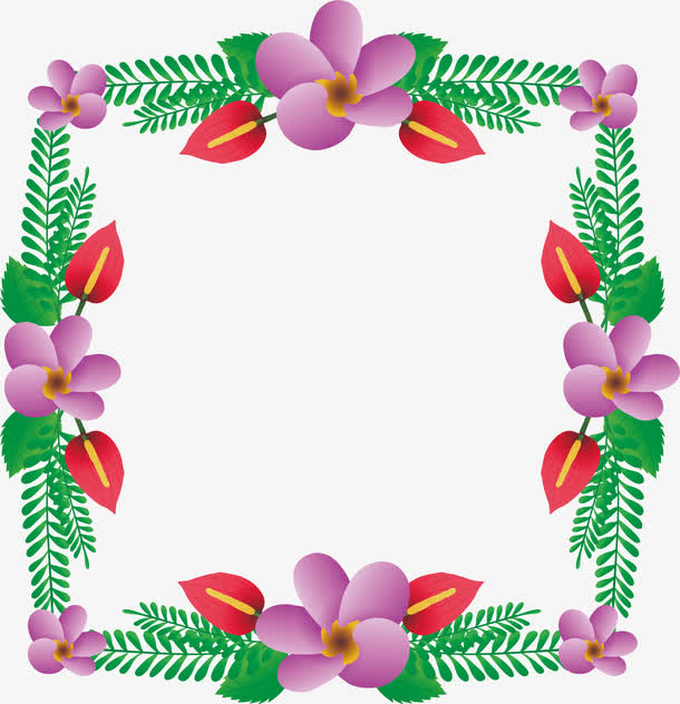枚红色夏日边框免抠