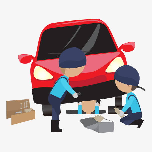 卡通汽车维修工免抠