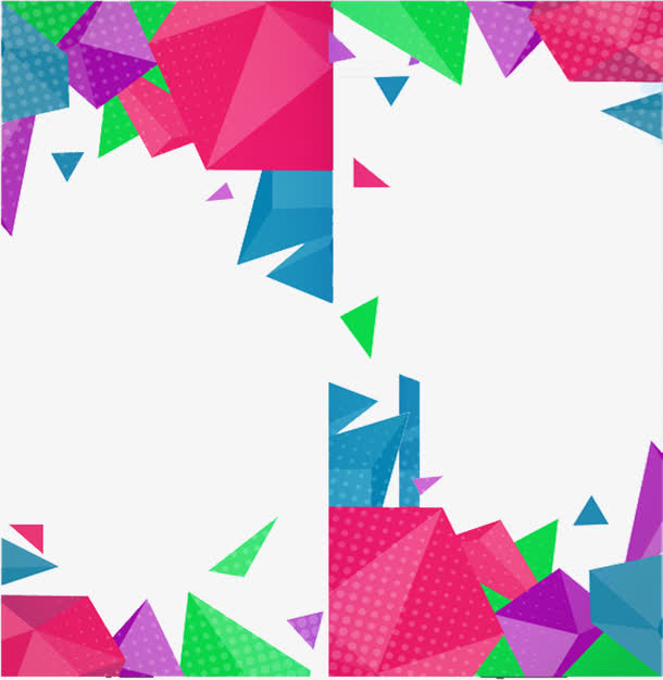 彩色三角碎片边框免抠