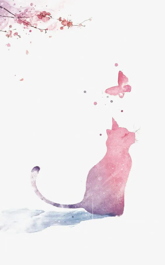 水彩猫咪免抠