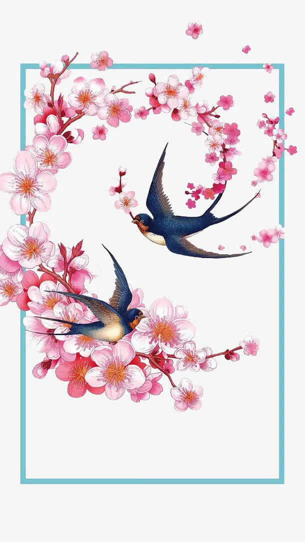 中国风手绘工笔画免抠