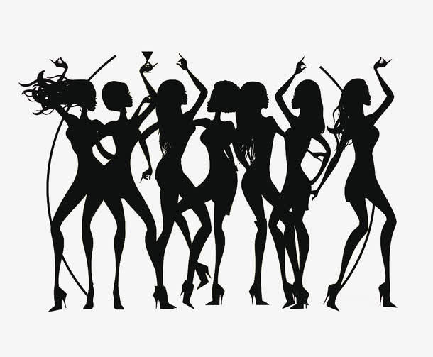 一群跳舞的女人剪影免抠