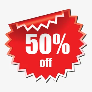 手绘红色圆形锯齿特价促销标签免抠