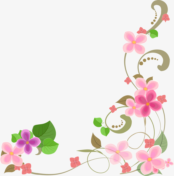 粉色花藤框架免抠
