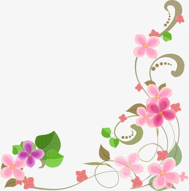 粉色花藤框架免抠