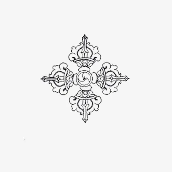 少数民族藏族黑白精致装饰纹样免抠