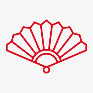 红色线条扇子免抠
