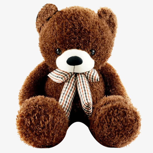 棕色可爱大毛绒公仔玩具免抠