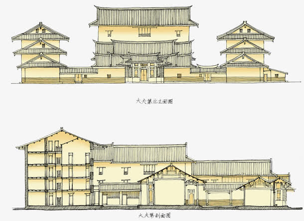 中国风客家建筑立面图PNG免抠