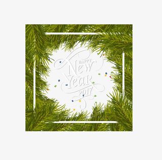 绿色松针相框免抠