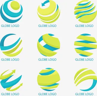 矢量手绘球形LOGO免抠