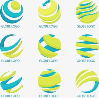 矢量手绘球形LOGO免抠