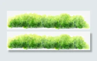 绿色彩绘草丛免抠