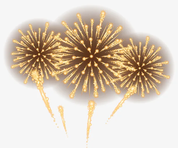 金色闪耀春节烟花免抠