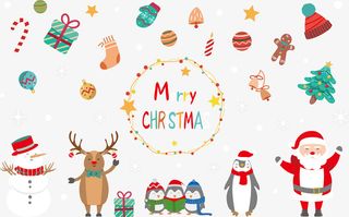 圣诞节日人物窗纸免抠