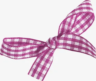 红白格子蝴蝶结布条免抠