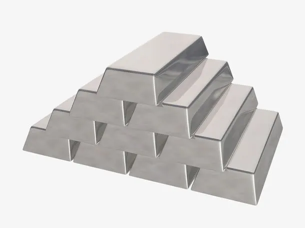 手绘银色银砖免抠