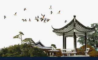 地产广告元素公园凉亭免抠