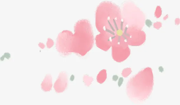 粉色漂浮复古梅花装饰免抠