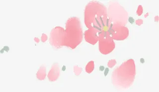 粉色漂浮复古梅花装饰免抠