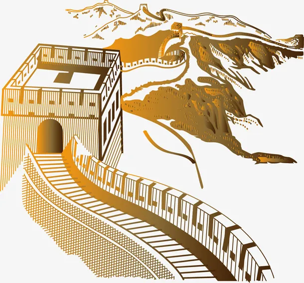 长城手工插画免抠