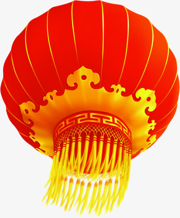 黄红色新年手绘灯笼免抠