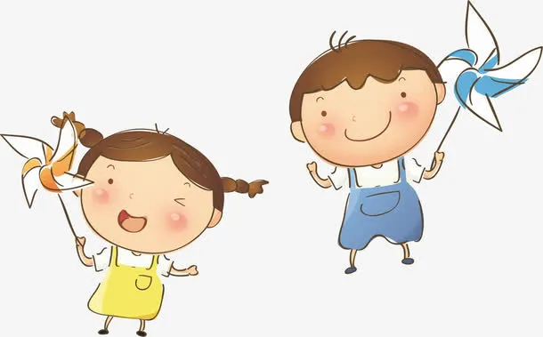 拿风车的儿童免抠