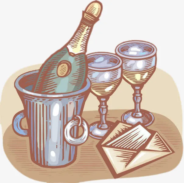 手绘酒杯免抠