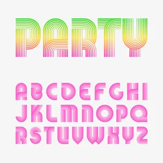 线条发光渐变字母装饰矢量图免抠