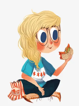 吃汉堡的女孩免抠