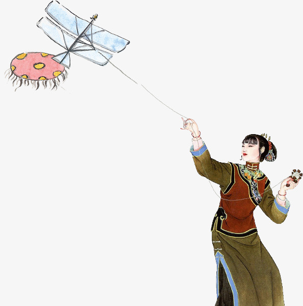 放风筝，少数民族免抠