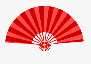 国潮风手绘红扇子免抠