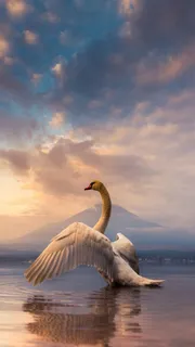 拍打翅膀的天鹅H5素材背景高清