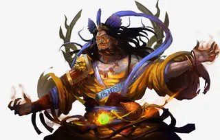 黄色光效古风游戏人物免抠