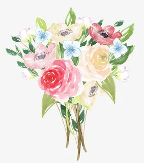 手绘水彩一捧鲜花免抠手绘/卡通手绘元素