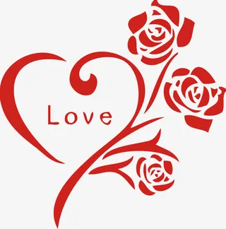 玫瑰花爱喜字贴婚房装饰免抠
