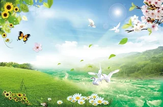 春天 桃花海报背景素材高清