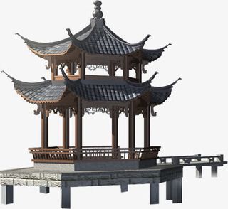 文艺复古春季凉亭免抠