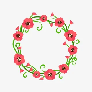 红色花朵环免抠