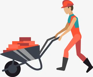 劳动节运输砖头的男人免抠