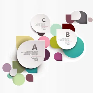 彩色叠加几何形信息展示ppt元素免抠