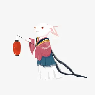 红眼玉兔打灯笼免抠