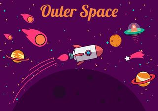 儿童风太空主题海报手绘背景素材高清