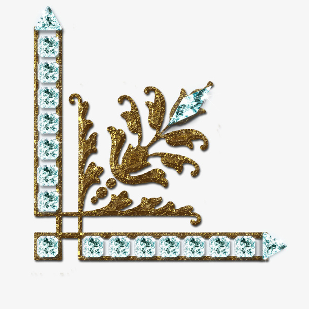 钻石金属边框免扣素材免抠