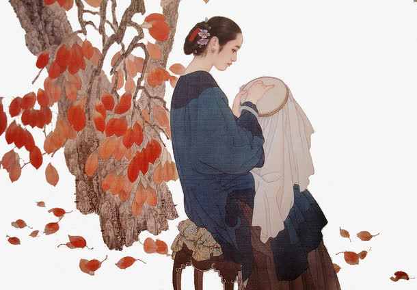 中国古代绣花美女免抠
