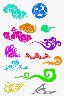 彩色祥云，可自行调色，免扣免抠