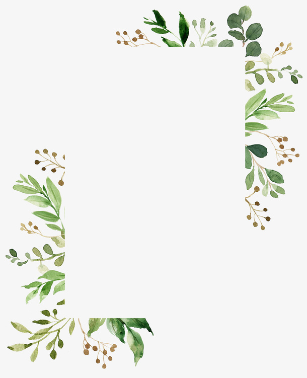 水彩绿色植物边框矢量素材免抠手绘/卡通卡通元素