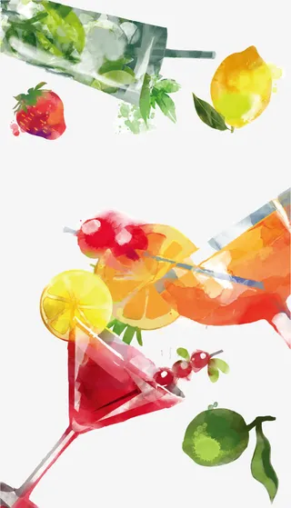 水彩果汁装饰免抠