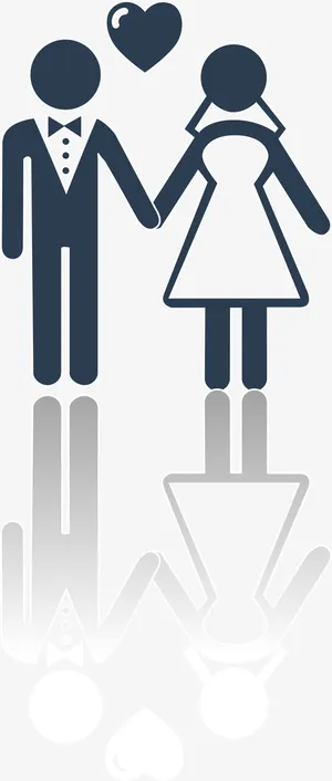 卡通火柴人新娘新郎免抠